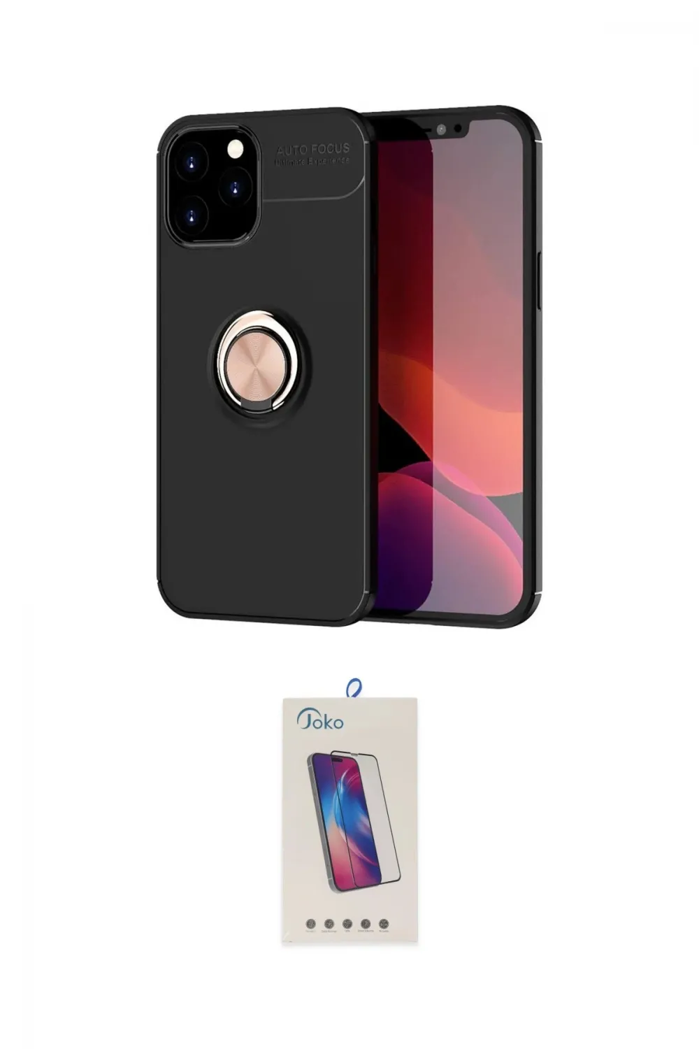 ieg™ iPhone 12 Pro Max Kılıf Yankı Form Prime - Siyah Joko 5D Cam