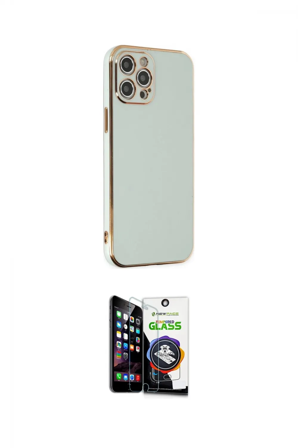 ieg™ iPhone 12 Pro Max Kılıf Yankı Serisi - Şeffaf Temperli Cam Ekran Koruyucu