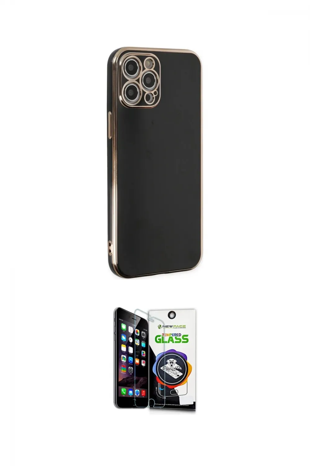 ieg™ iPhone 12 Pro Max Kılıf Yankı Serisi - Şeffaf Temperli Cam Ekran Koruyucu