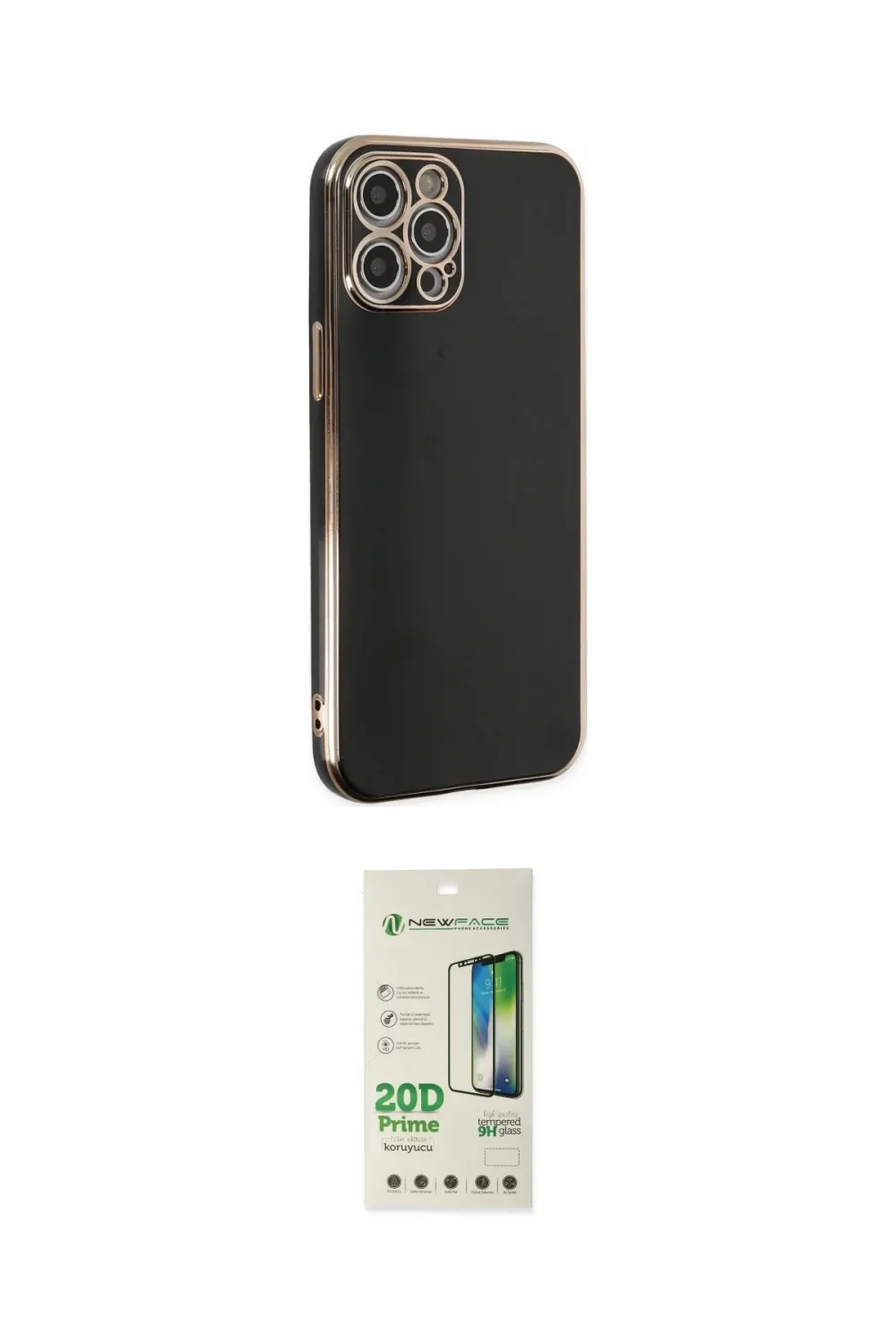 ieg™ iPhone 12 Pro Max Kılıf Yankı Serisi - Siyah 20D Premium Cam Ekran Koruyucu