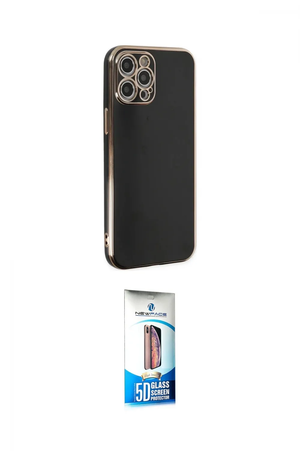 ieg™ iPhone 12 Pro Max Kılıf Yankı Serisi - Siyah 5D Eko Cam Ekran Koruyucu