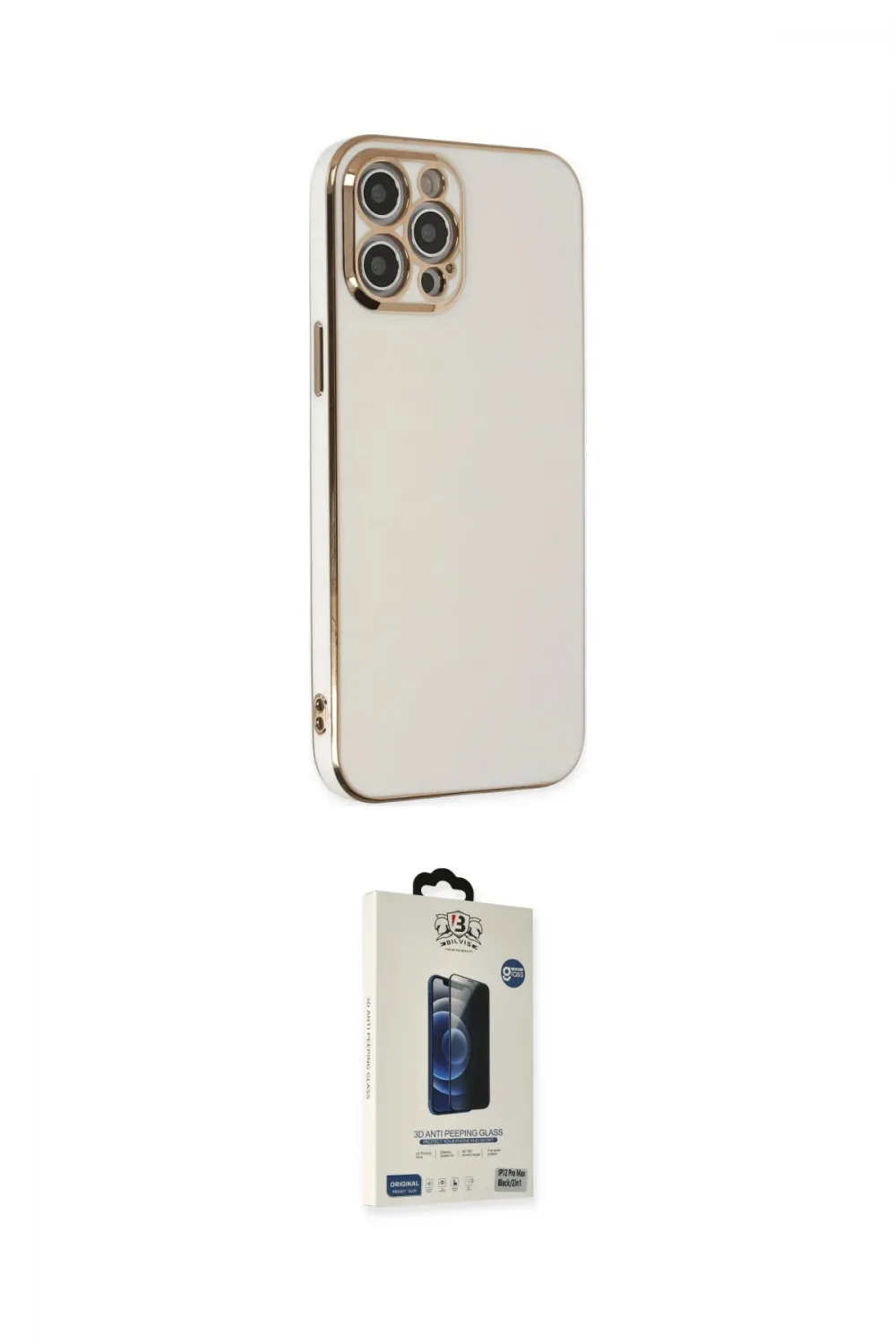 ieg™ iPhone 12 Pro Max Kılıf Yankı Serisi - Siyah Bilvis Hayalet Cam Ekran Koruyucu