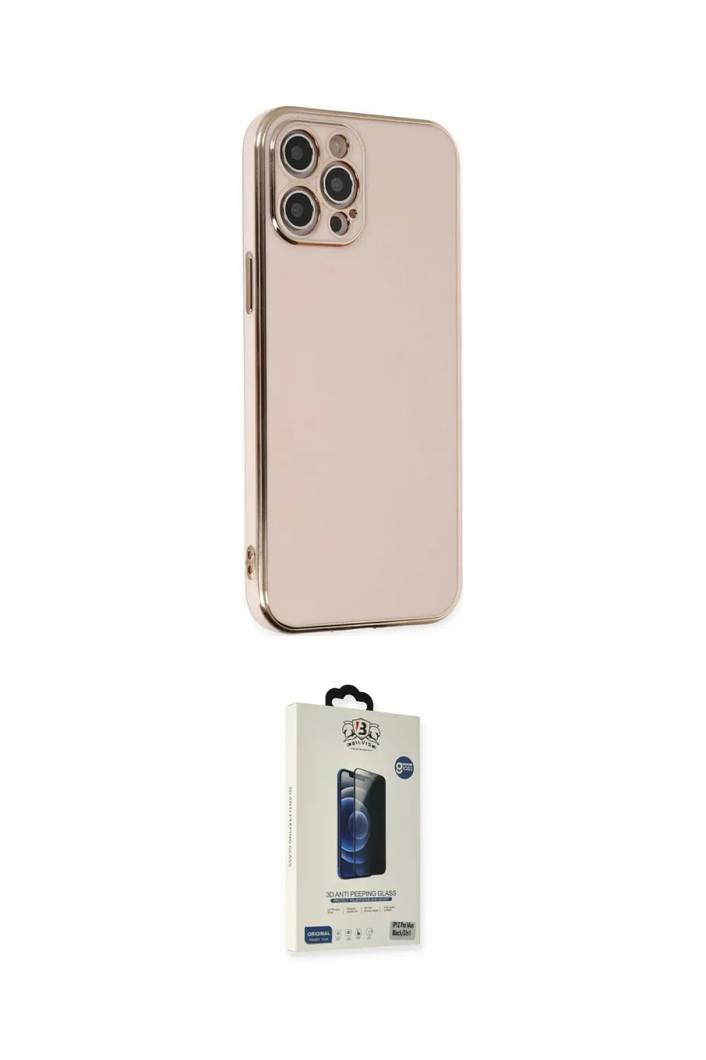 ieg™ iPhone 12 Pro Max Kılıf Yankı Serisi - Siyah Bilvis Hayalet Cam Ekran Koruyucu