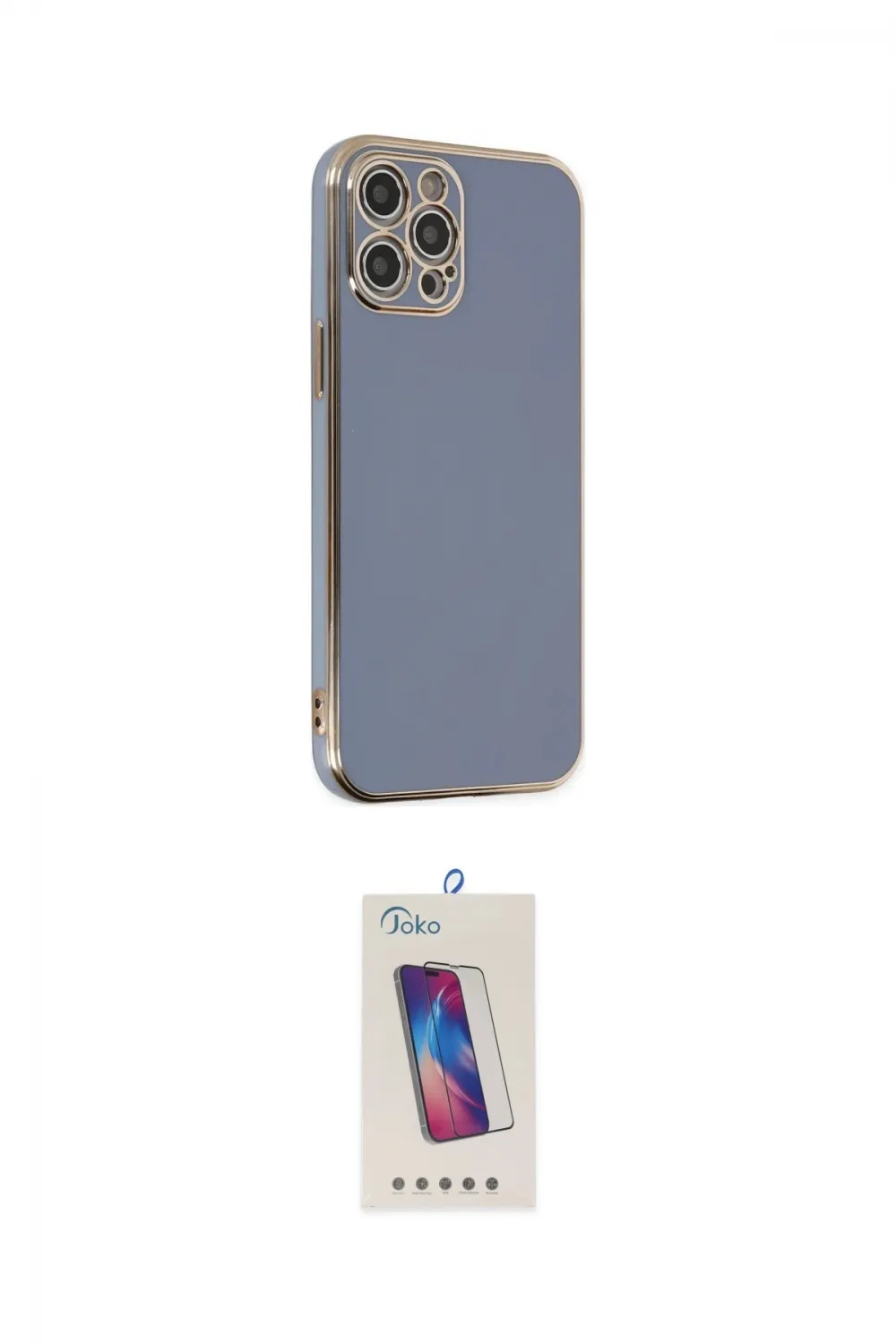 ieg™ iPhone 12 Pro Max Kılıf Yankı Serisi - Siyah Joko 5D Cam