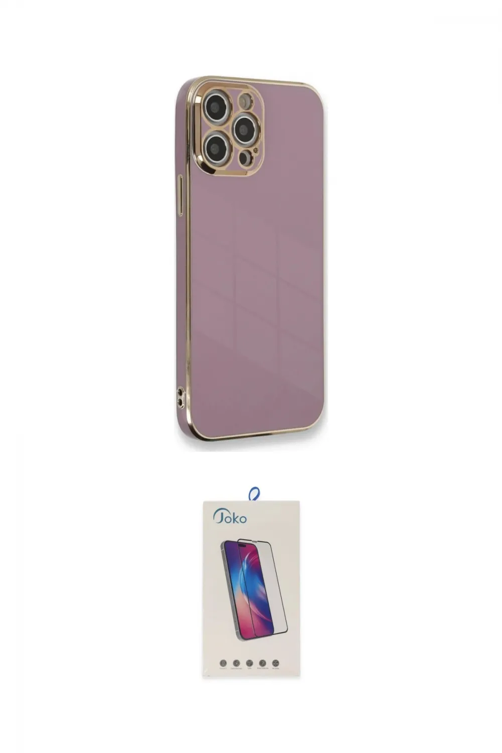 ieg™ iPhone 12 Pro Max Kılıf Yankı Serisi - Siyah Joko 5D Cam