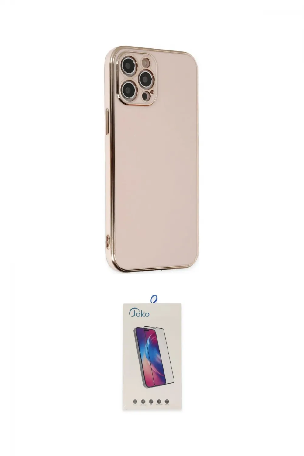 ieg™ iPhone 12 Pro Max Kılıf Yankı Serisi - Siyah Joko 5D Cam