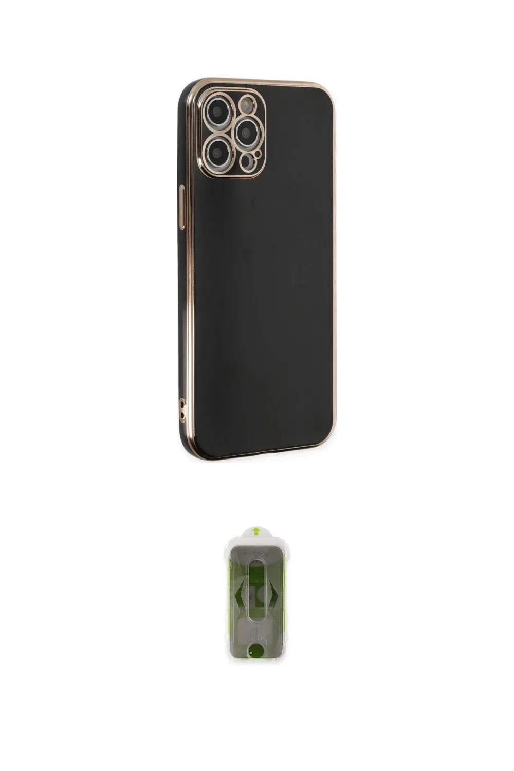 ieg™ iPhone 12 Pro Max Kılıf Yankı Serisi - Siyah Joko Magic 5D Hayalet Cam