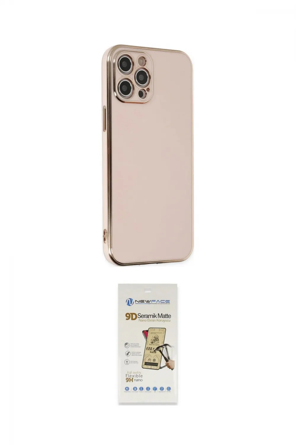 ieg™ iPhone 12 Pro Max Kılıf Yankı Serisi - Siyah Mat Seramik Nano Ekran Koruyucu