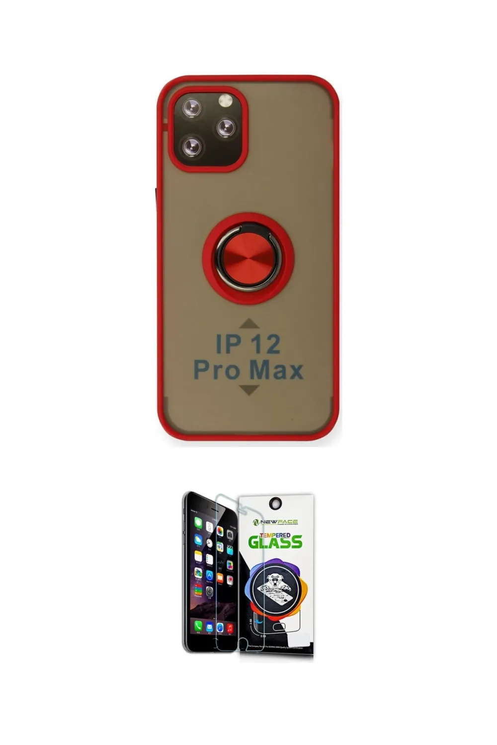 ieg™ iPhone 12 Pro Max Kılıf Yörünge Çizgi - Şeffaf Temperli Cam Ekran Koruyucu