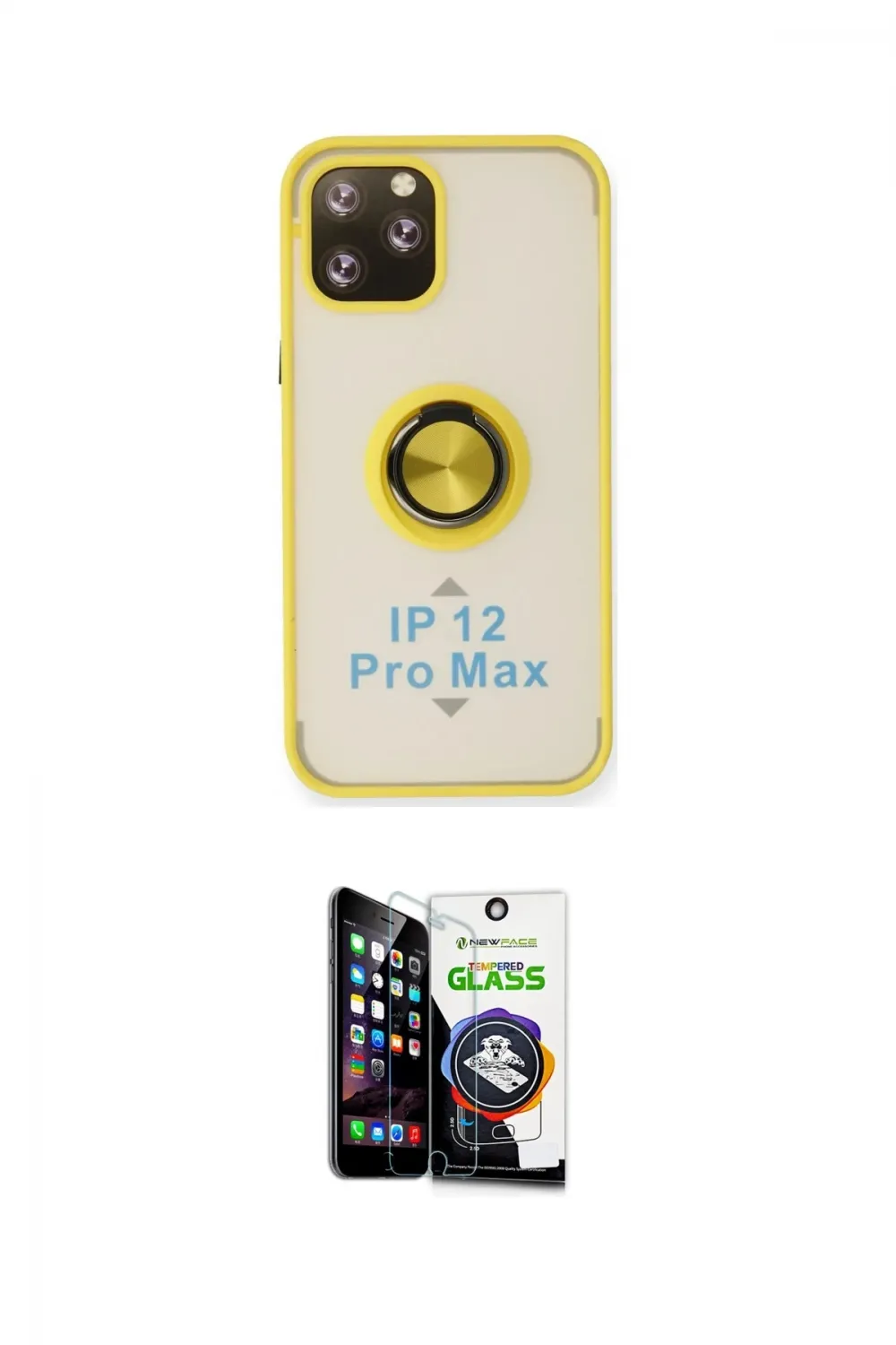 ieg™ iPhone 12 Pro Max Kılıf Yörünge Çizgi - Şeffaf Temperli Cam Ekran Koruyucu