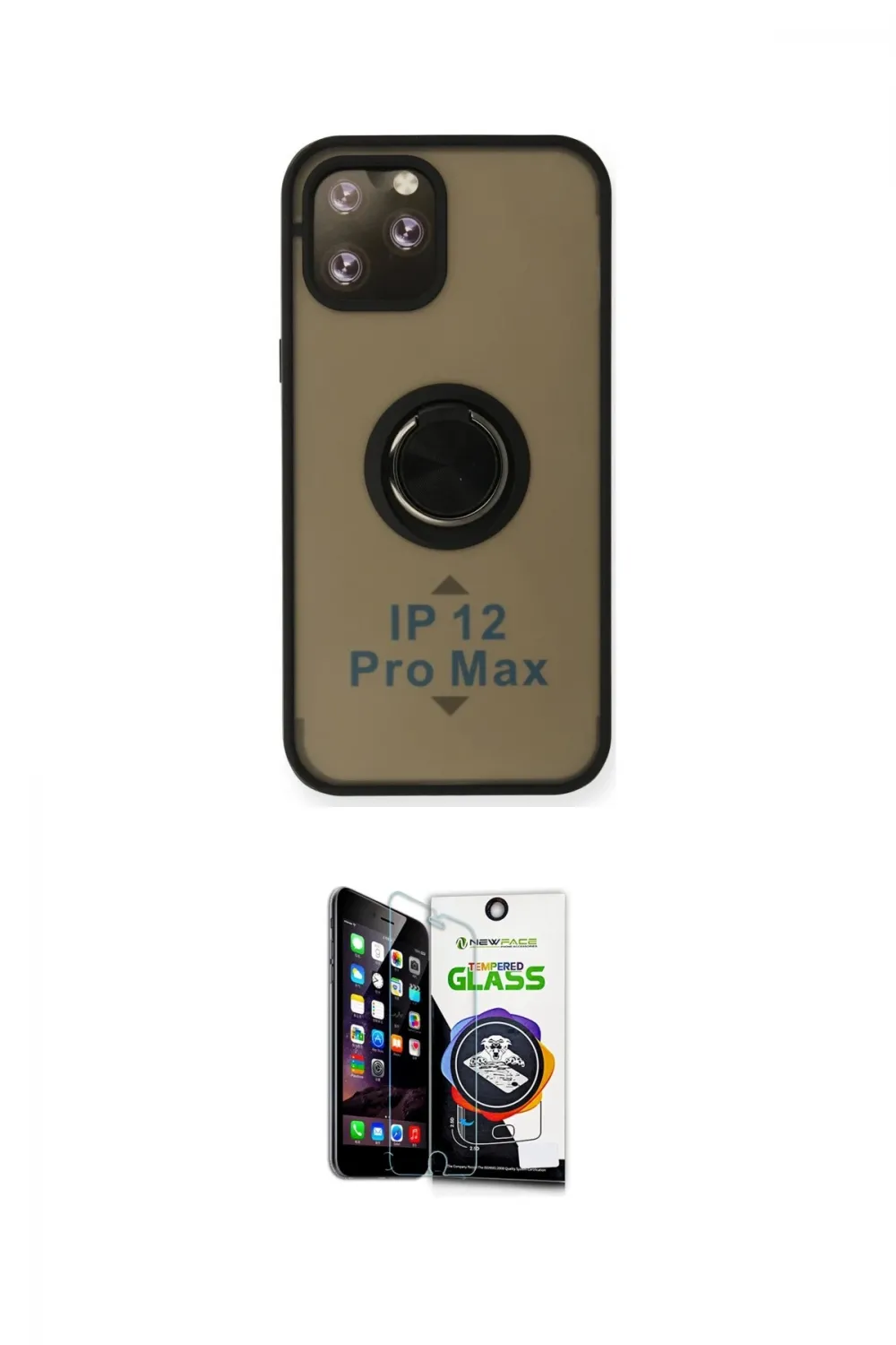 ieg™ iPhone 12 Pro Max Kılıf Yörünge Çizgi - Şeffaf Temperli Cam Ekran Koruyucu