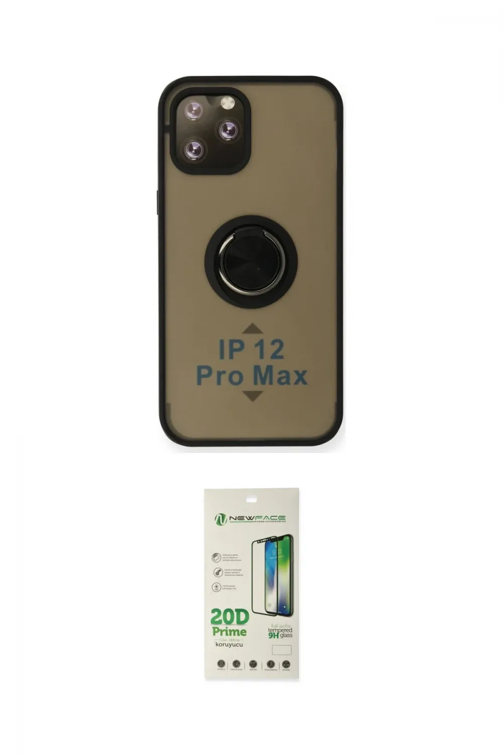 ieg™ iPhone 12 Pro Max Kılıf Yörünge Çizgi - Siyah 20D Premium Cam Ekran Koruyucu