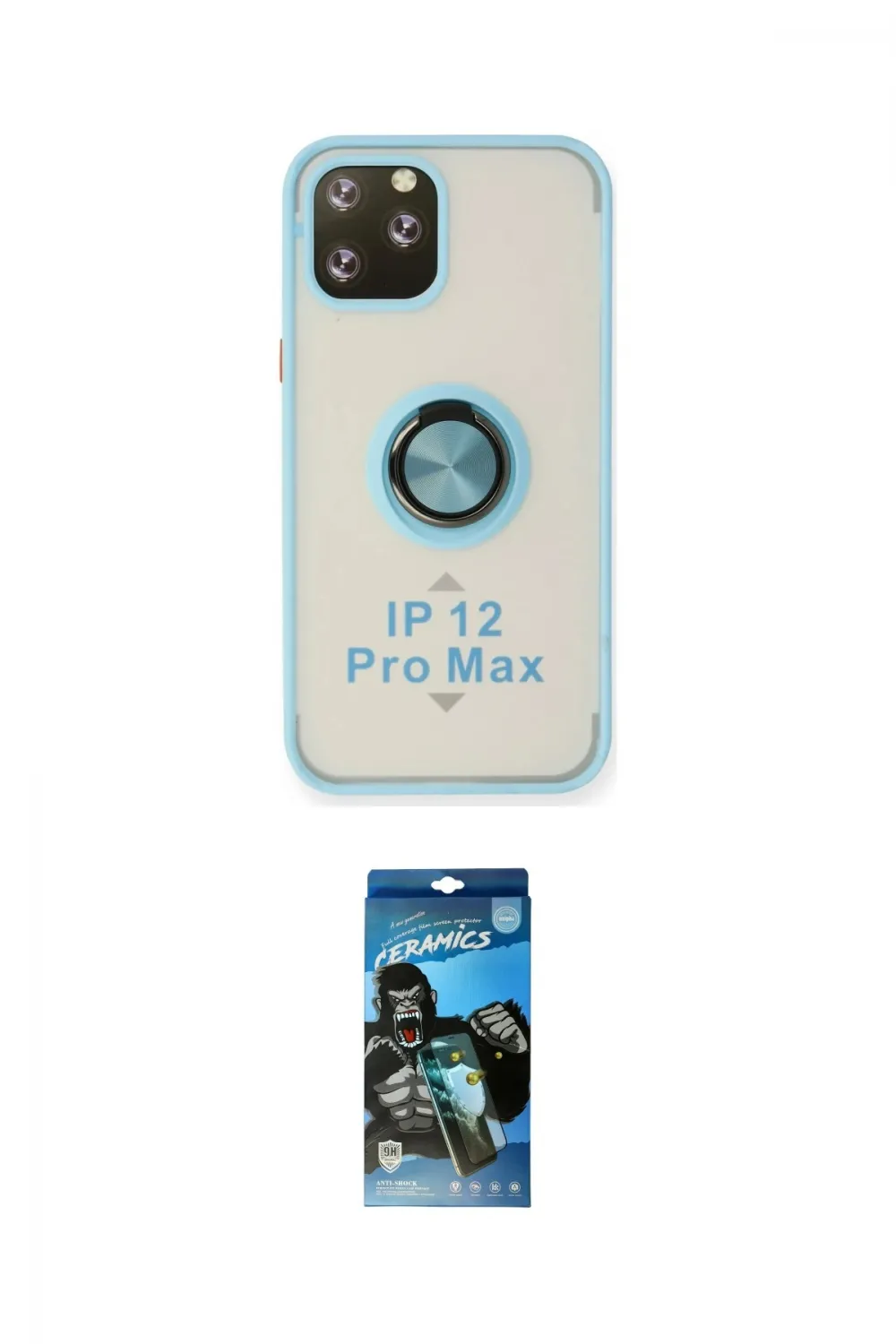 ieg™ iPhone 12 Pro Max Kılıf Yörünge Çizgi - Siyah 34D Izgaralı Cam