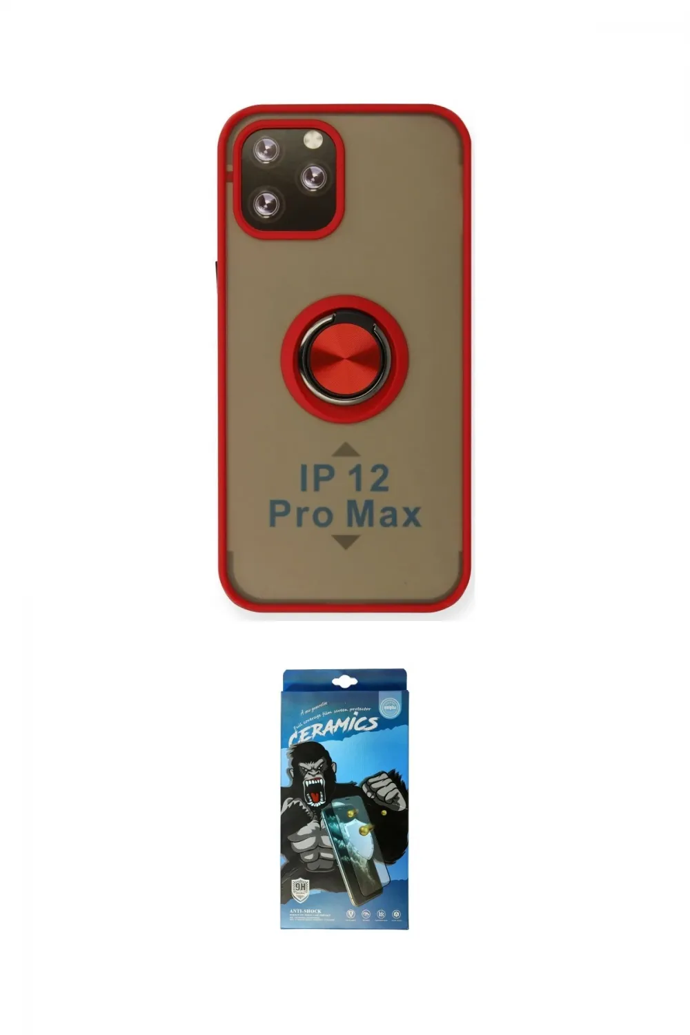ieg™ iPhone 12 Pro Max Kılıf Yörünge Çizgi - Siyah 34D Izgaralı Cam
