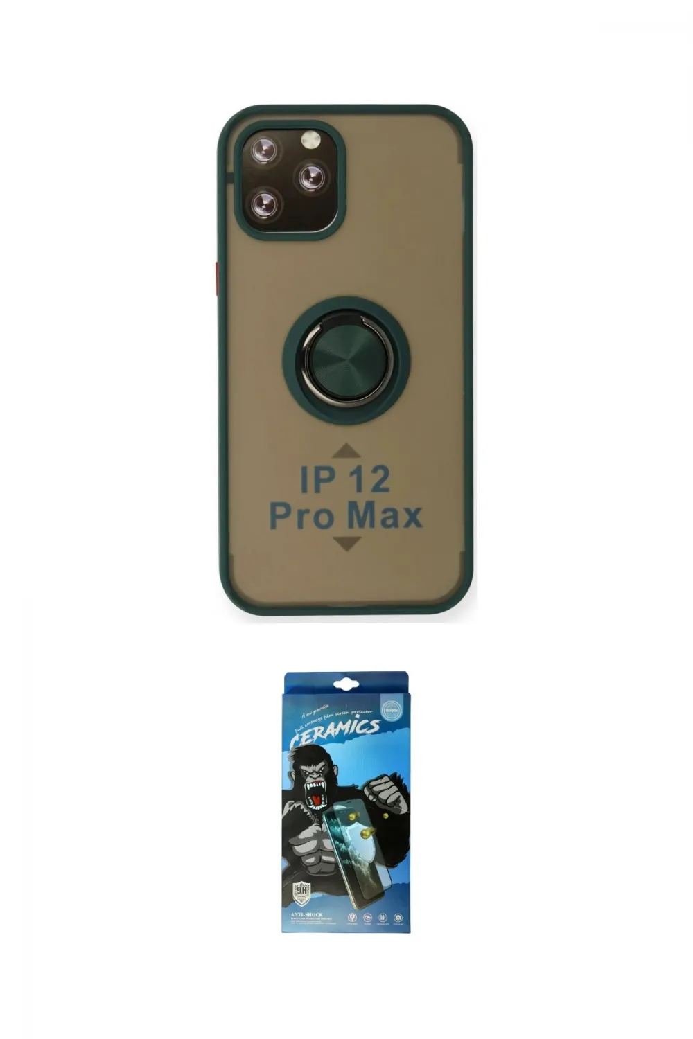 ieg™ iPhone 12 Pro Max Kılıf Yörünge Çizgi - Siyah 34D Izgaralı Cam