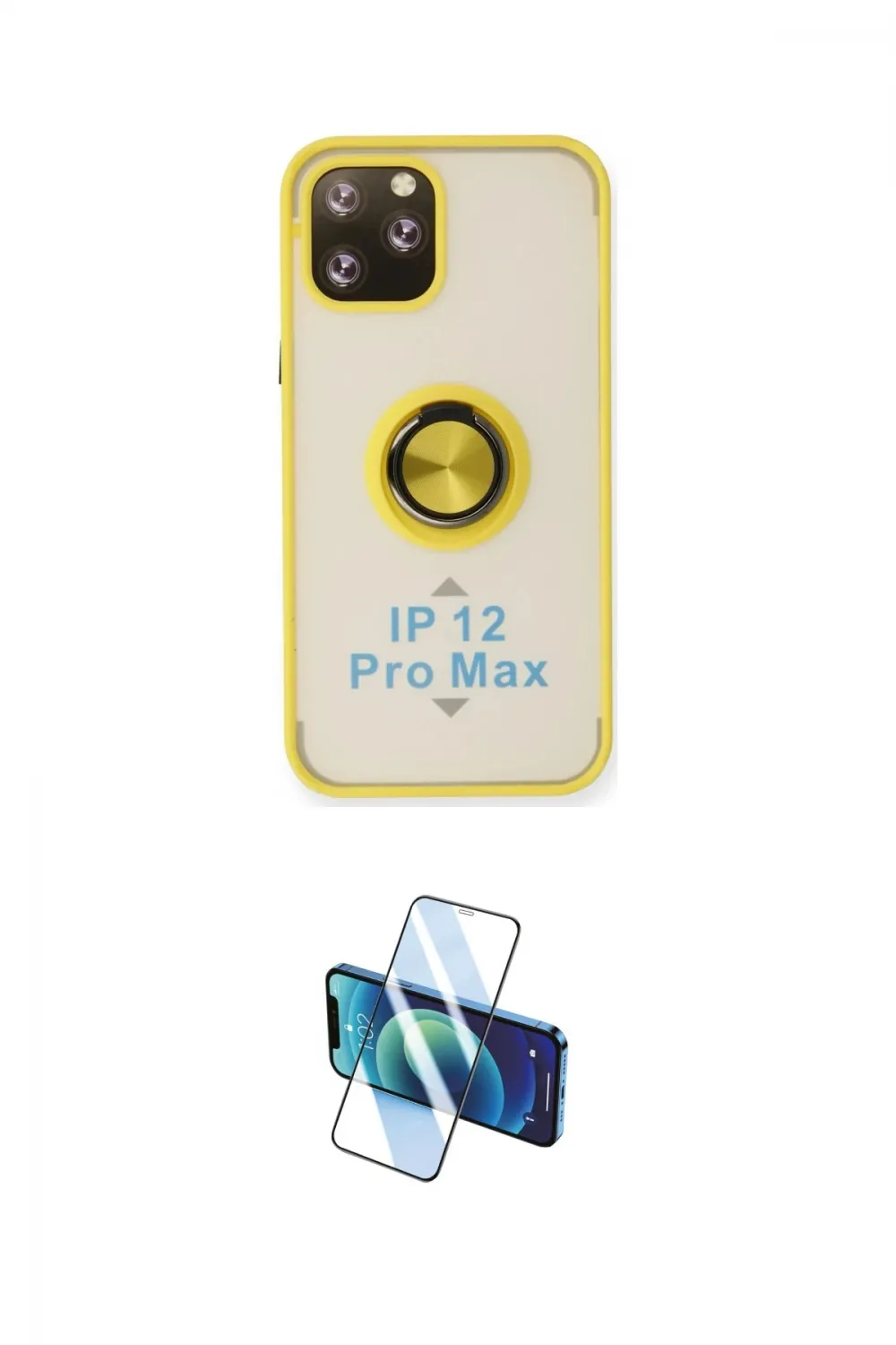 ieg™ iPhone 12 Pro Max Kılıf Yörünge Çizgi - Siyah 3D Antistatik Cam Ekran Koruyucu