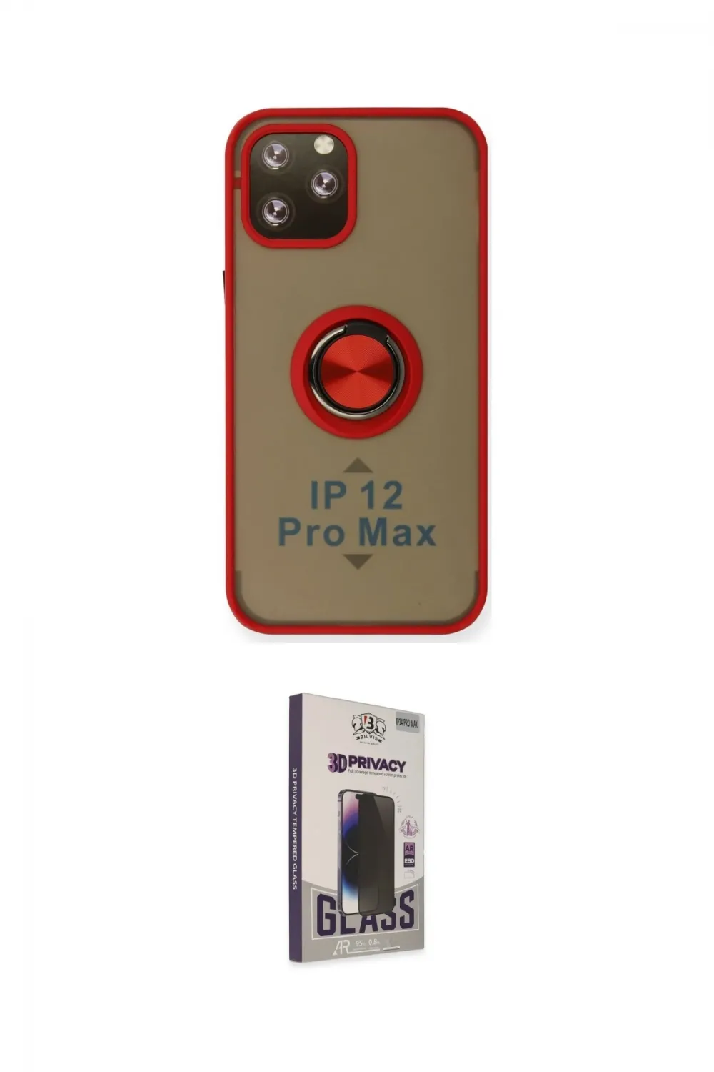 ieg™ iPhone 12 Pro Max Kılıf Yörünge Çizgi - Siyah Bilvis Hayalet Cam Ekran Koruyucu