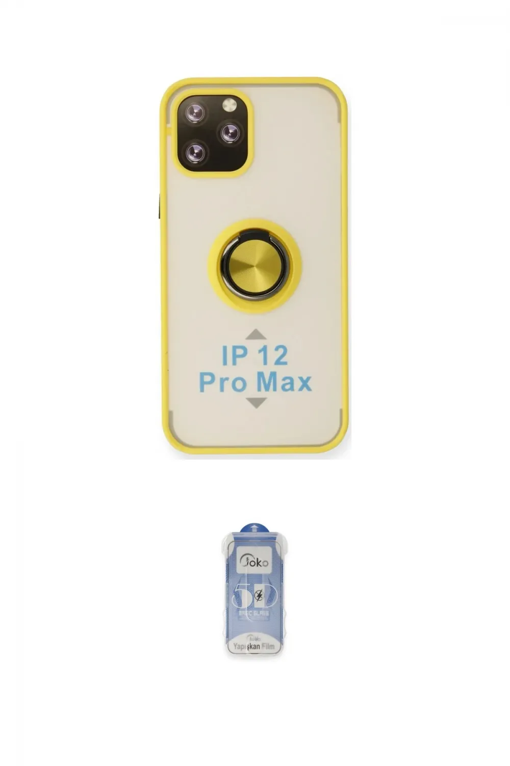 ieg™ iPhone 12 Pro Max Kılıf Yörünge Çizgi - Siyah Joko Magic 5D Cam