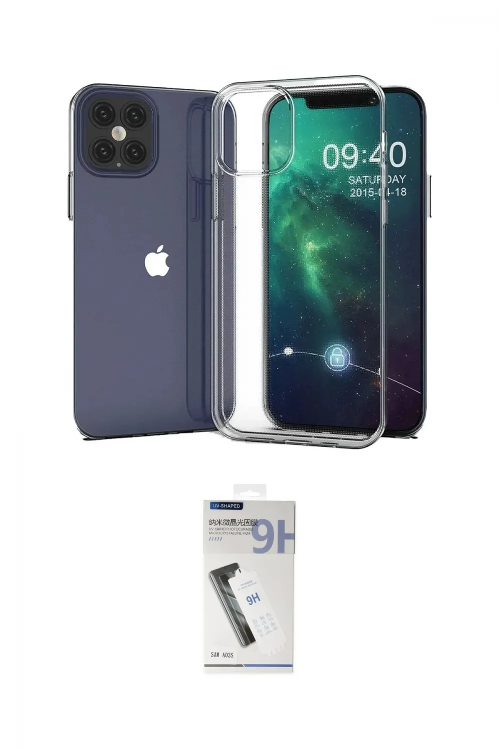 ieg™ iPhone 12 Pro Max Kılıf Zirve Doku - Şeffaf Uv Polymer Nano Ekran Koruyucu