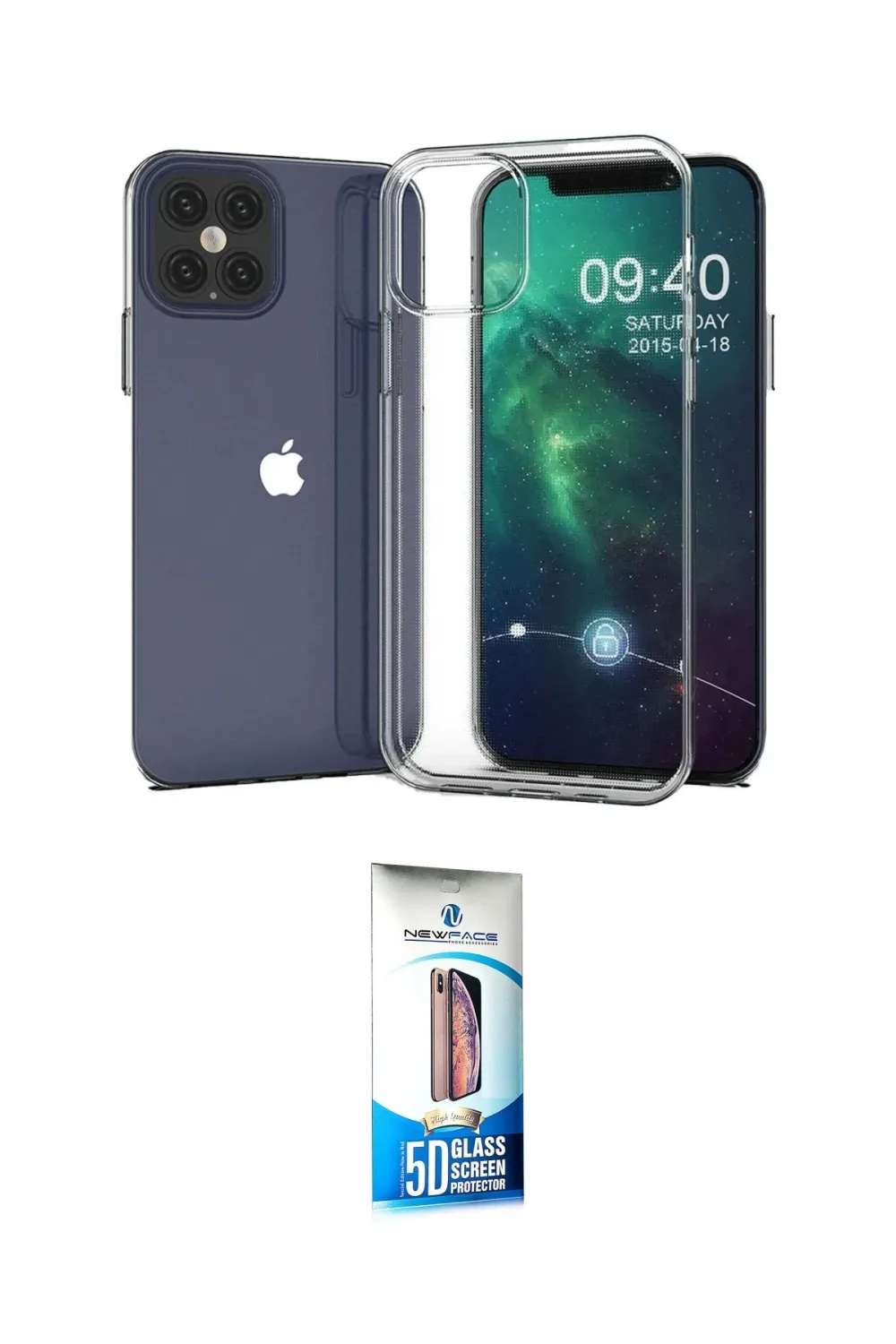 ieg™ iPhone 12 Pro Max Kılıf Zirve Doku - Siyah 5D Eko Cam Ekran Koruyucu