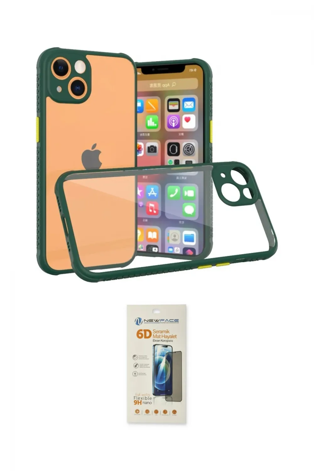 ieg™ iPhone 13 Mini Kılıf Nova Asil Özel Seri - Siyah 6D Mat Seramik Hayalet Nano Ekran Koruyucu