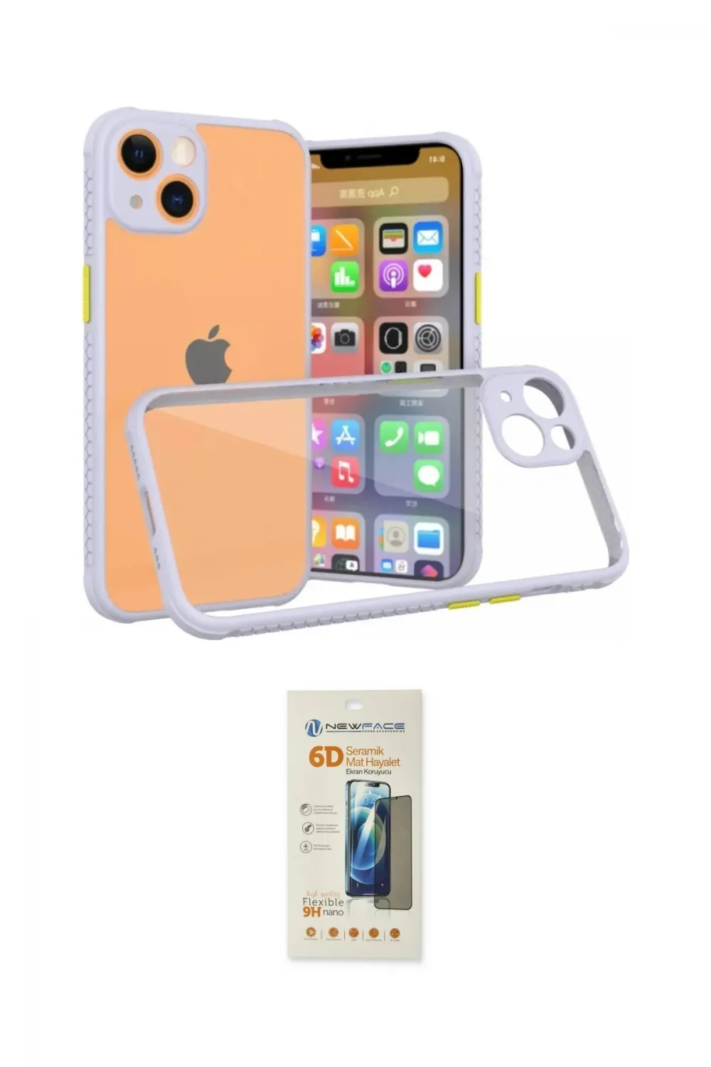 ieg™ iPhone 13 Mini Kılıf Nova Asil Özel Seri - Siyah 6D Mat Seramik Hayalet Nano Ekran Koruyucu