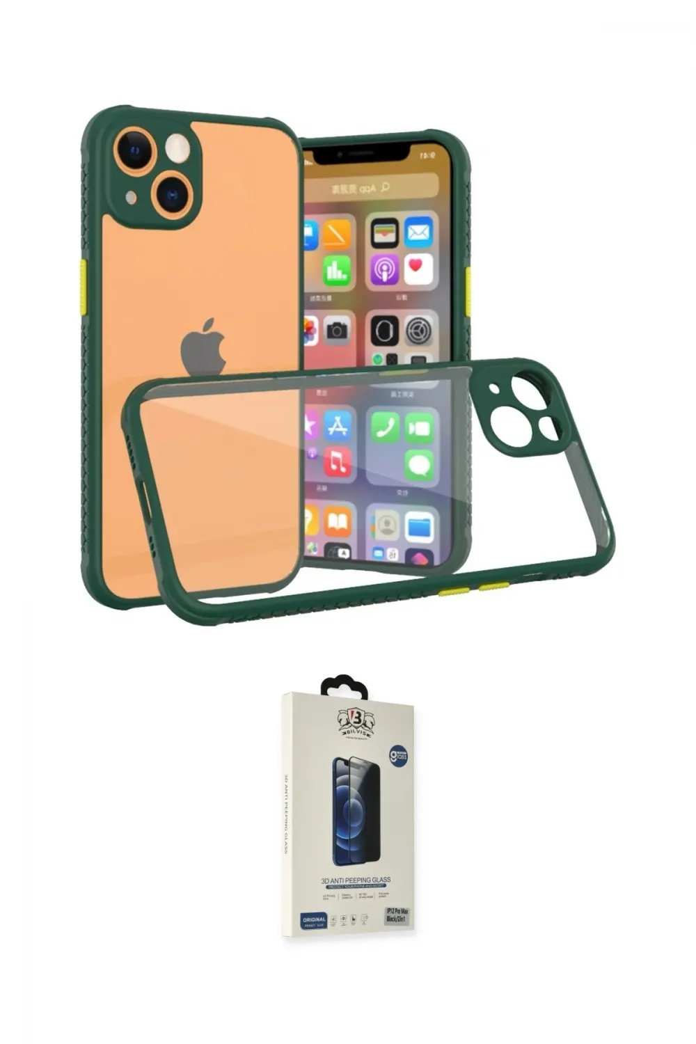 ieg™ iPhone 13 Mini Kılıf Nova Asil Özel Seri - Siyah Bilvis Hayalet Cam Ekran Koruyucu