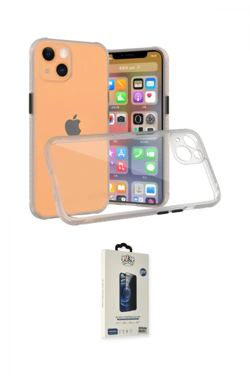ieg™ iPhone 13 Mini Kılıf Nova Asil Özel Seri - Siyah Bilvis Hayalet Cam Ekran Koruyucu