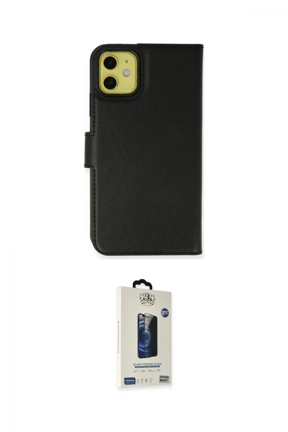 ieg™ iPhone 13 Mini Kılıf Siluet Işık Serisi - Siyah Bilvis Hayalet Cam Ekran Koruyucu