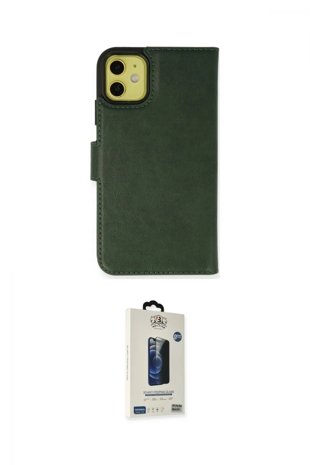 ieg™ iPhone 13 Mini Kılıf Siluet Işık Serisi - Siyah Bilvis Hayalet Cam Ekran Koruyucu