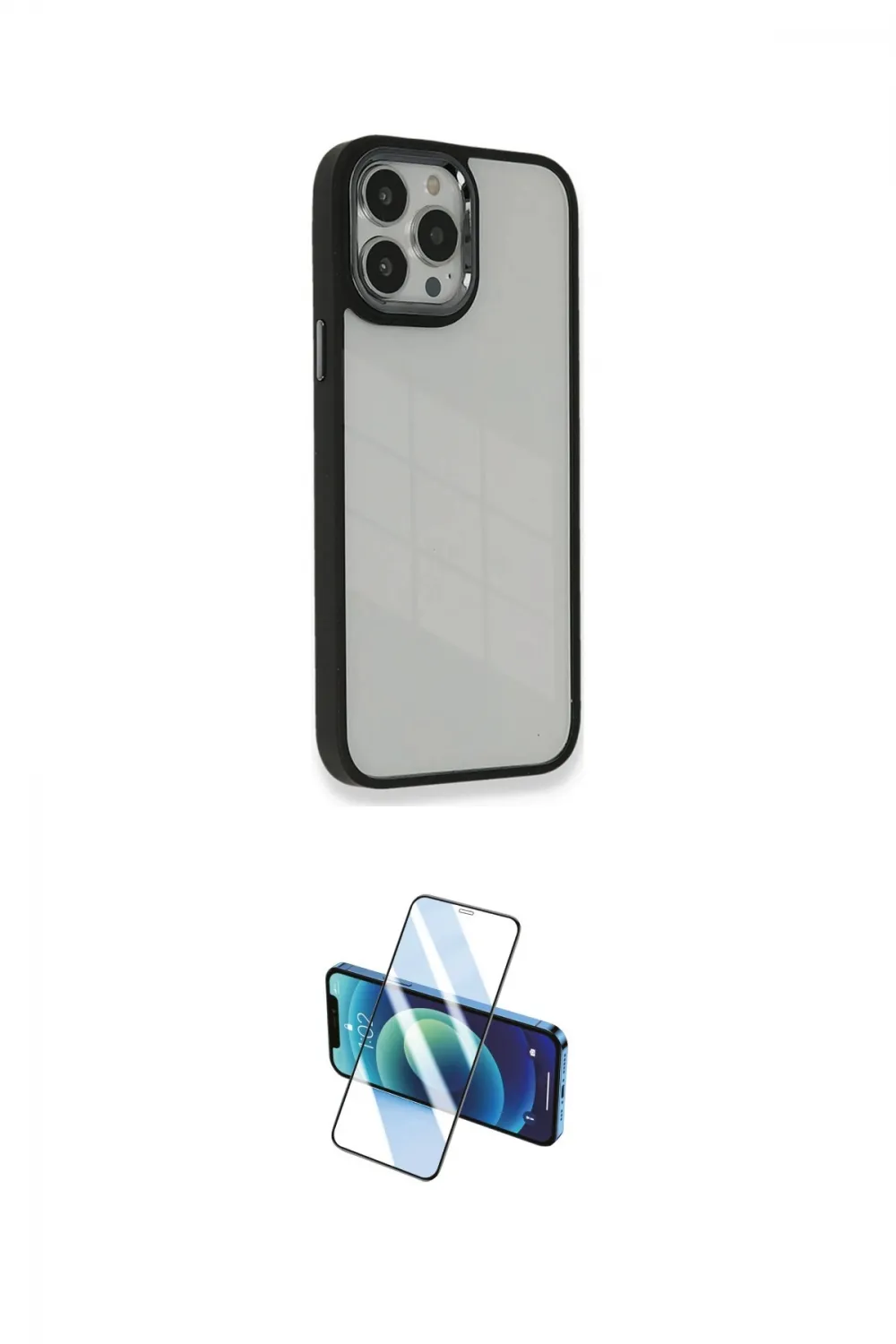 ieg™ iPhone 13 Pro Kılıf Eksen Doku Prime - Siyah 3D Antistatik Seramik Nano Ekran Koruyucu
