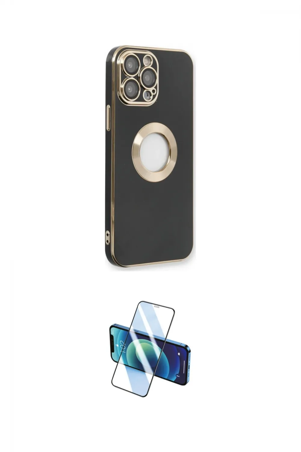 ieg™ iPhone 13 Pro Kılıf İz Form Serisi - Siyah 3D Antistatik Seramik Nano Ekran Koruyucu
