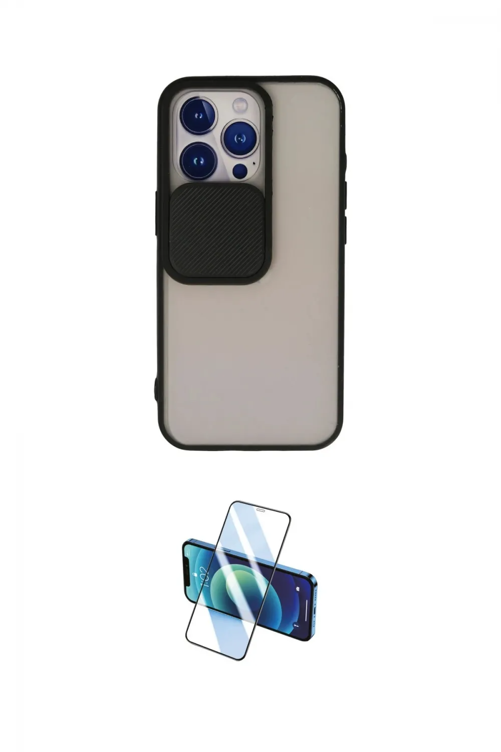 ieg™ iPhone 13 Pro Kılıf Vadi Çizgi - Siyah 3D Antistatik Seramik Nano Ekran Koruyucu