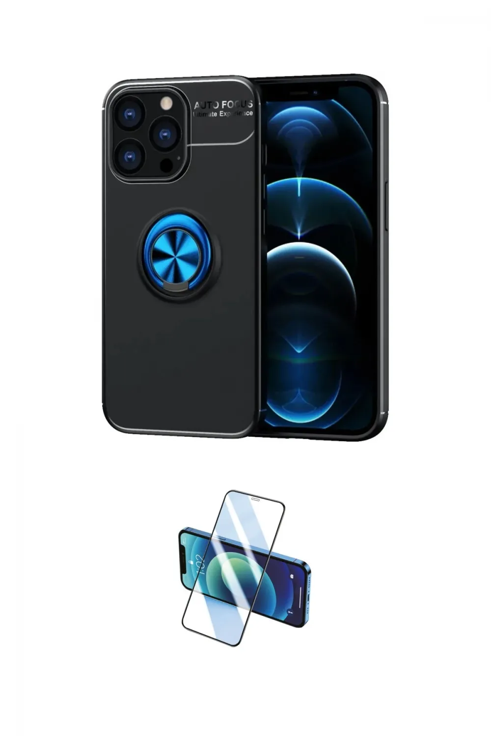 ieg™ iPhone 13 Pro Kılıf Yankı Form Prime - Siyah 3D Antistatik Seramik Nano Ekran Koruyucu