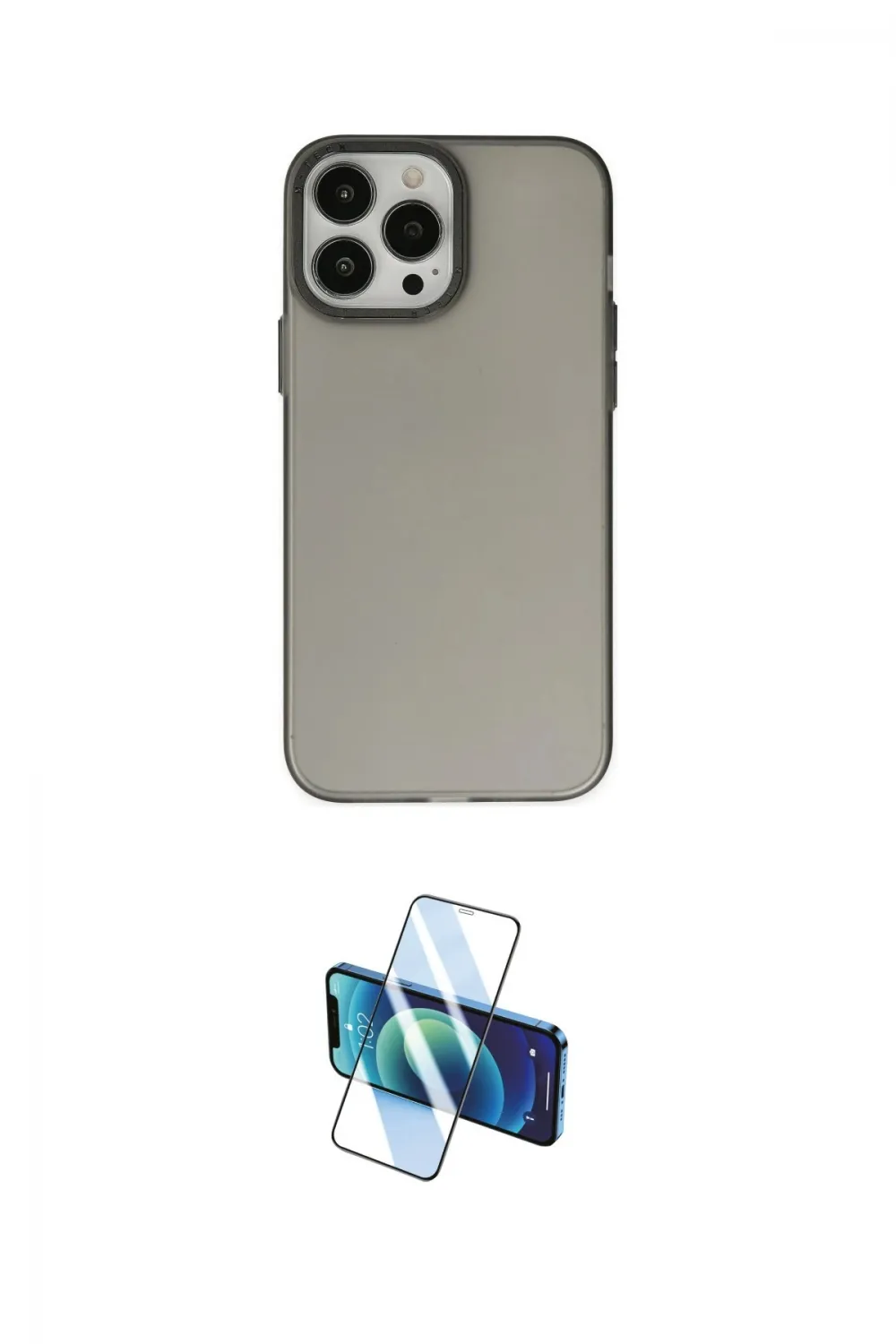 ieg™ iPhone 13 Pro Max Kılıf Ahenk Çizgi Prime - Siyah 3D Antistatik Cam Ekran Koruyucu