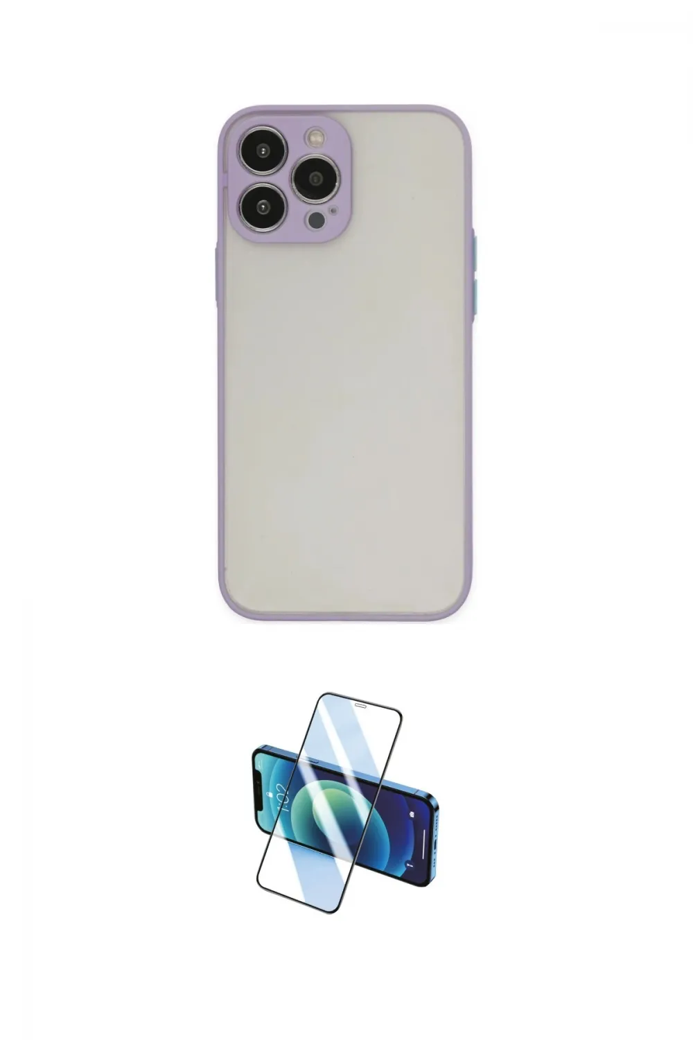 ieg™ iPhone 13 Pro Max Kılıf Ahenk Çizgi Serisi - Siyah 3D Antistatik Cam Ekran Koruyucu