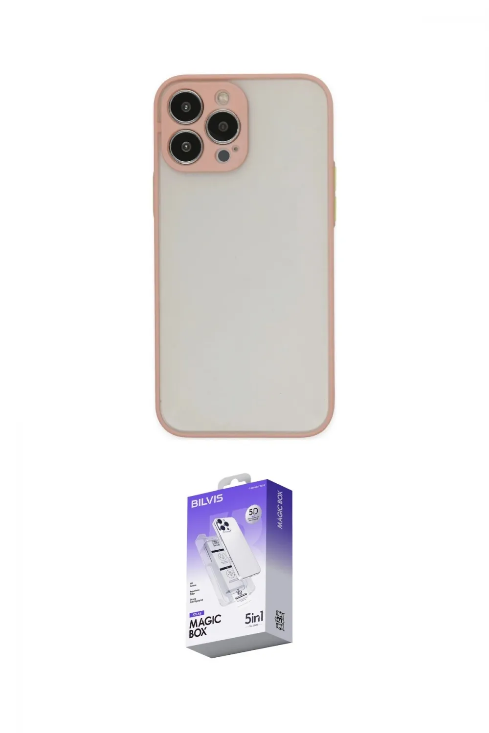 ieg™ iPhone 13 Pro Max Kılıf Ahenk Çizgi Serisi - Siyah Bilvis 5in1 3D Magic Cam Ekran Koruyucu