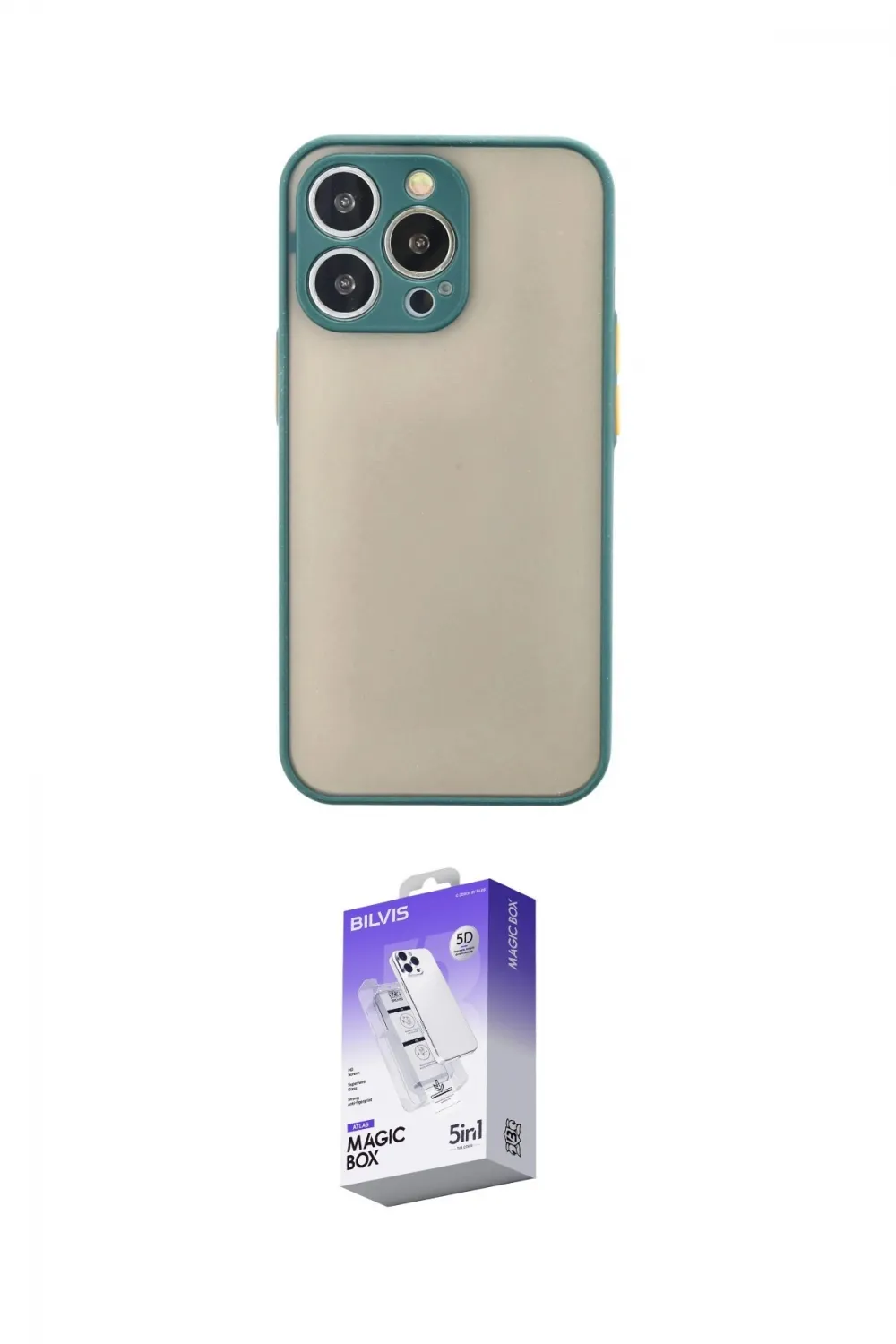 ieg™ iPhone 13 Pro Max Kılıf Ahenk Çizgi Serisi - Siyah Bilvis 5in1 3D Magic Cam Ekran Koruyucu