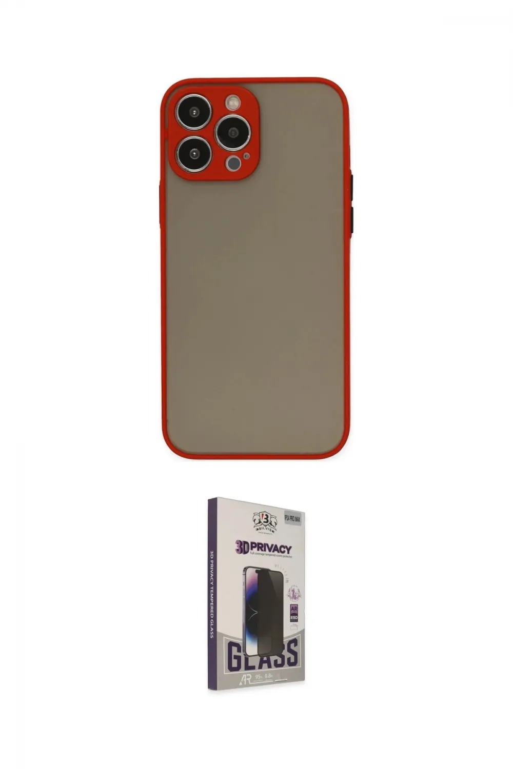 ieg™ iPhone 13 Pro Max Kılıf Ahenk Çizgi Serisi - Siyah Bilvis Hayalet Cam Ekran Koruyucu