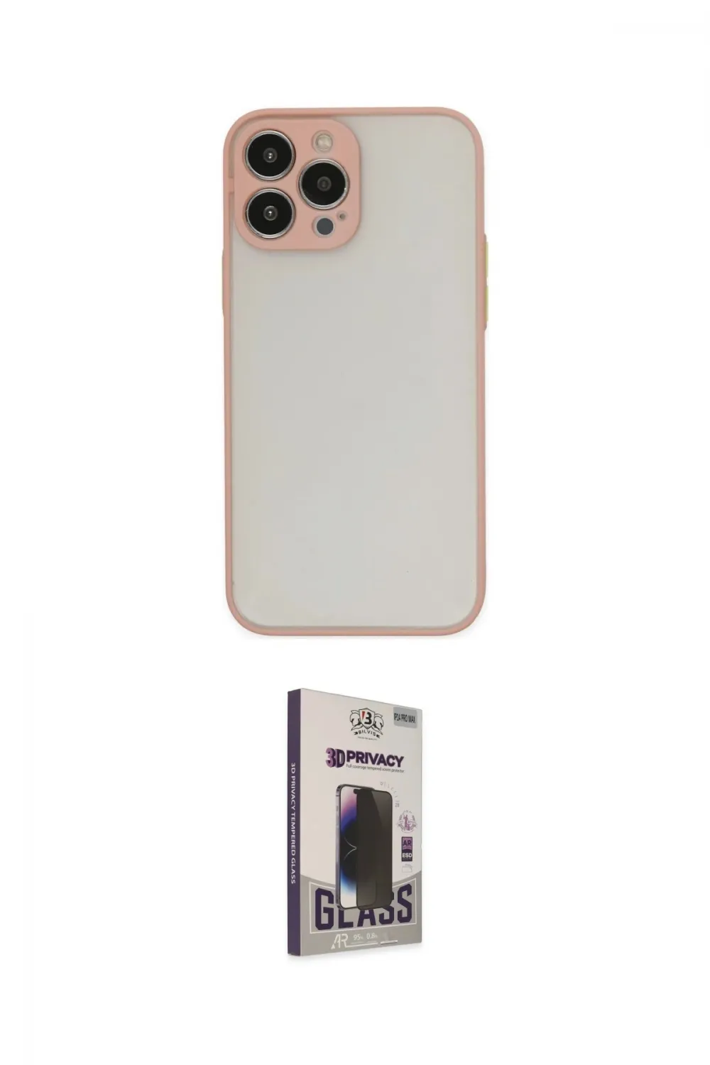 ieg™ iPhone 13 Pro Max Kılıf Ahenk Çizgi Serisi - Siyah Bilvis Hayalet Cam Ekran Koruyucu