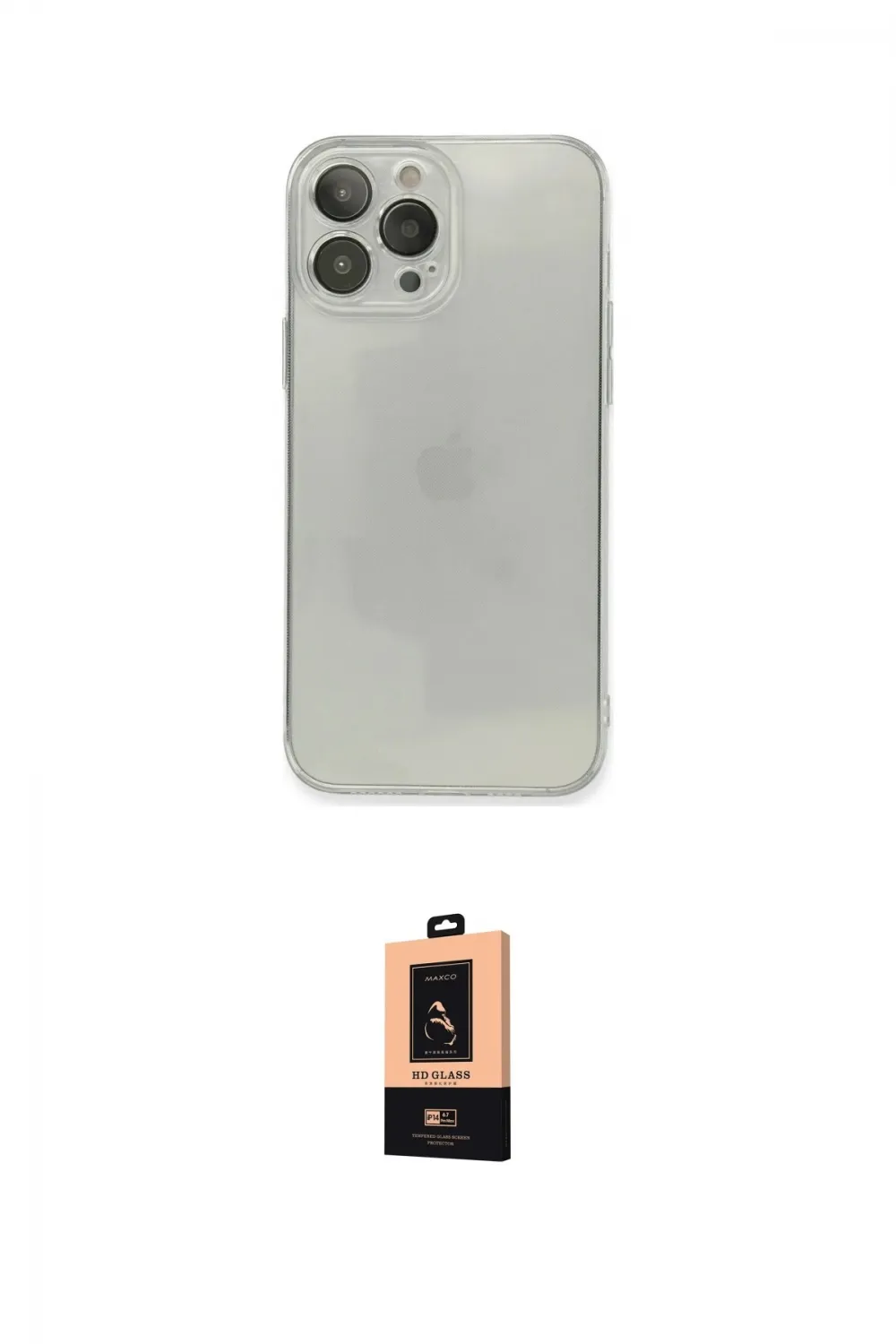 ieg™ iPhone 13 Pro Max Kılıf Ahenk Doku - Şeffaf Maxco Cam Ekran Koruyucu
