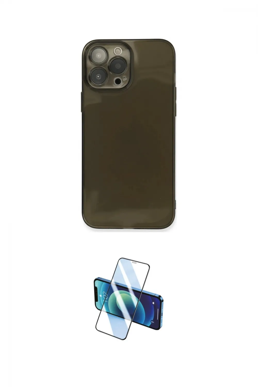 ieg™ iPhone 13 Pro Max Kılıf Ahenk Doku - Siyah 3D Antistatik Cam Ekran Koruyucu
