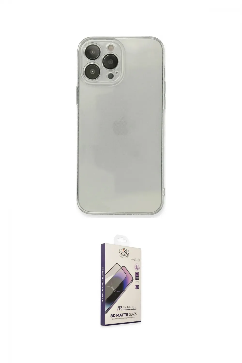 ieg™ iPhone 13 Pro Max Kılıf Ahenk Doku - Siyah Bilvis 3D Mat Cam Ekran Koruyucu