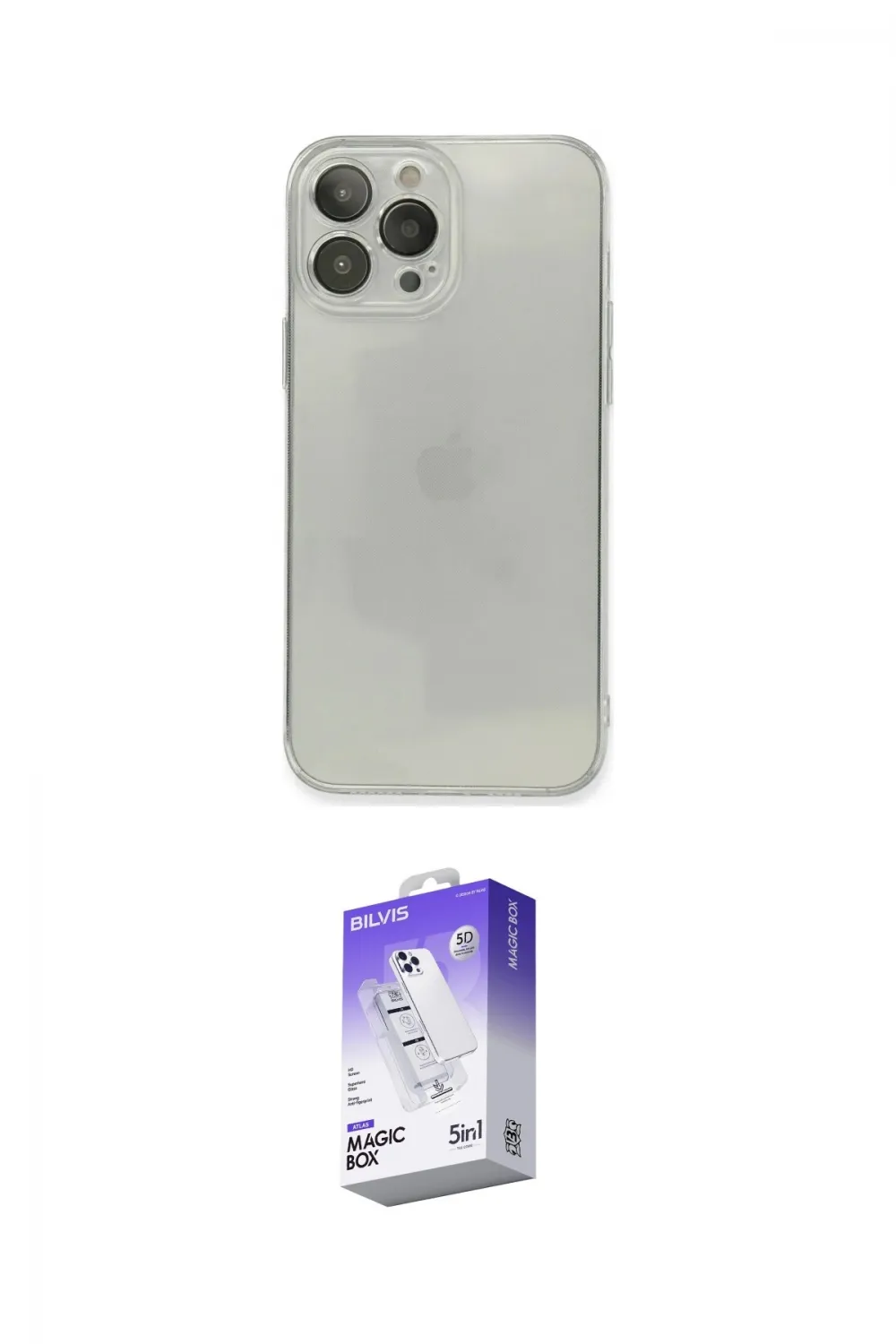 ieg™ iPhone 13 Pro Max Kılıf Ahenk Doku - Siyah Bilvis 5in1 3D Magic Cam Ekran Koruyucu