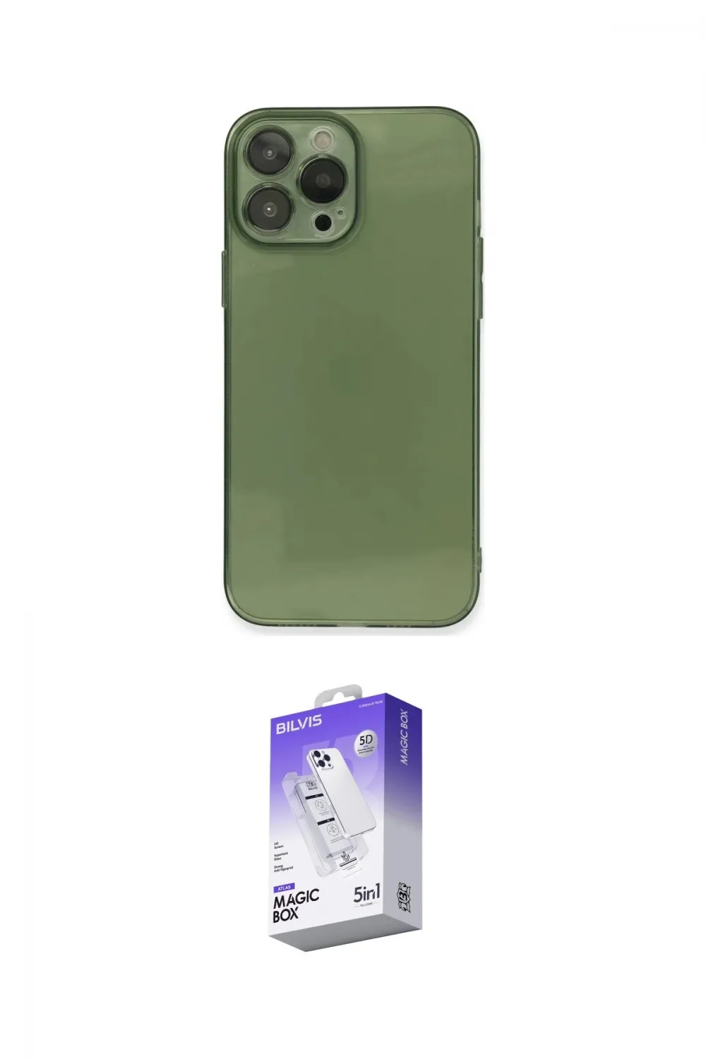 ieg™ iPhone 13 Pro Max Kılıf Ahenk Doku - Siyah Bilvis 5in1 3D Magic Cam Ekran Koruyucu
