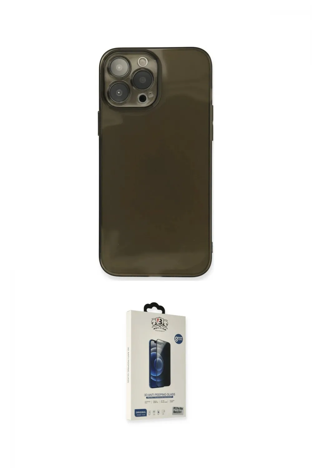 ieg™ iPhone 13 Pro Max Kılıf Ahenk Doku - Siyah Bilvis Hayalet Cam Ekran Koruyucu