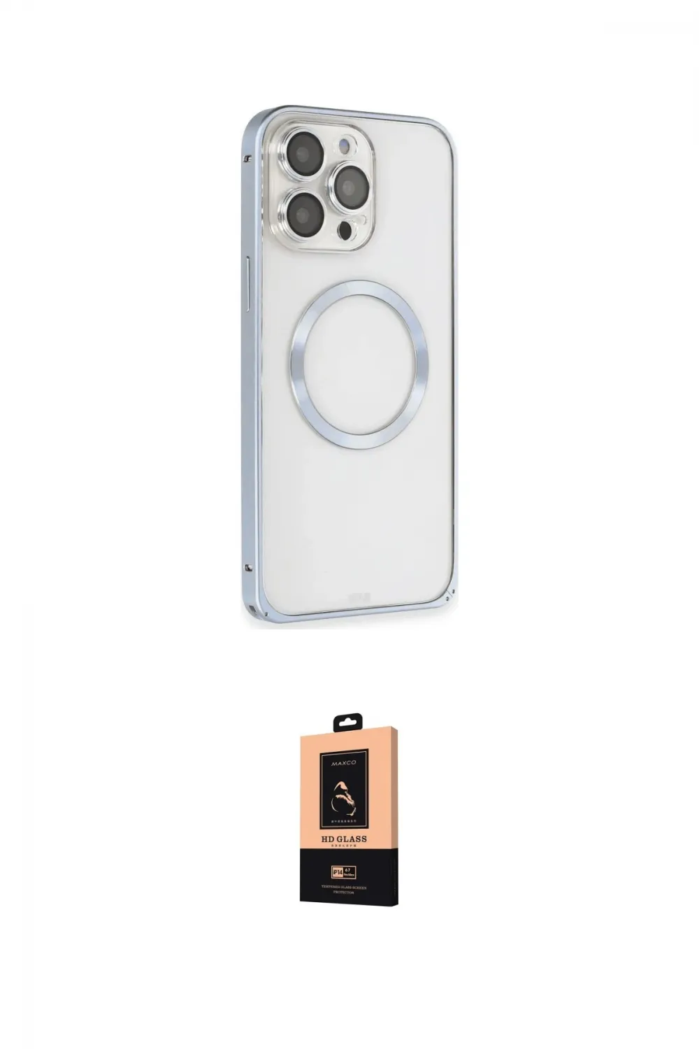 ieg™ iPhone 13 Pro Max Kılıf Ahenk Işık Serisi - Şeffaf Maxco Cam Ekran Koruyucu