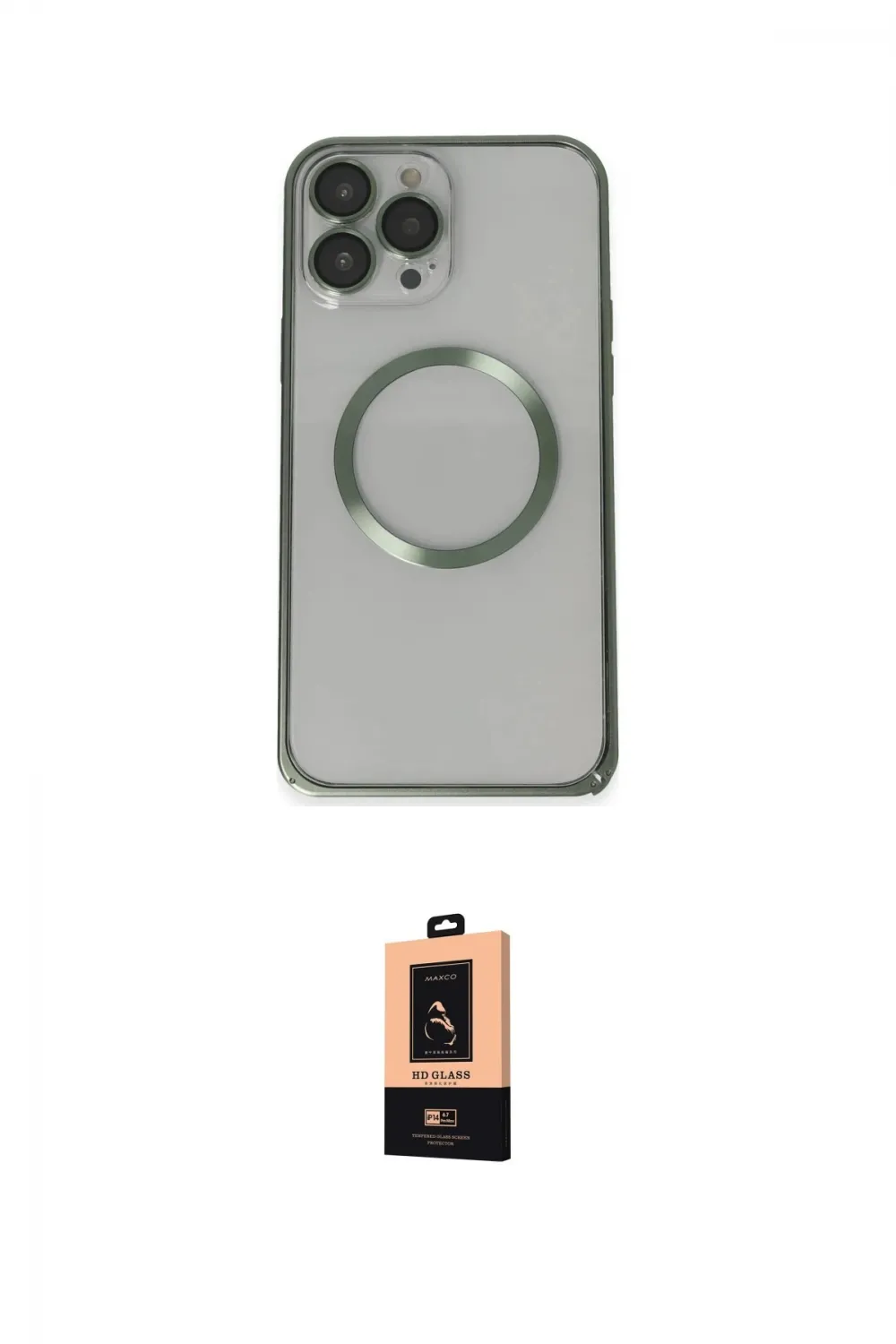ieg™ iPhone 13 Pro Max Kılıf Ahenk Işık Serisi - Şeffaf Maxco Cam Ekran Koruyucu