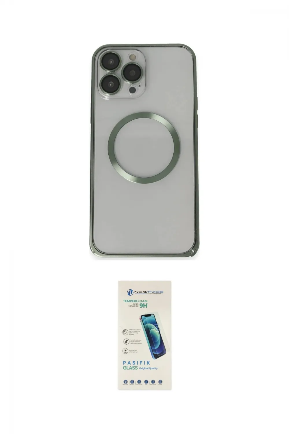 ieg™ iPhone 13 Pro Max Kılıf Ahenk Işık Serisi - Şeffaf Pasifik Cam Ekran Koruyucu