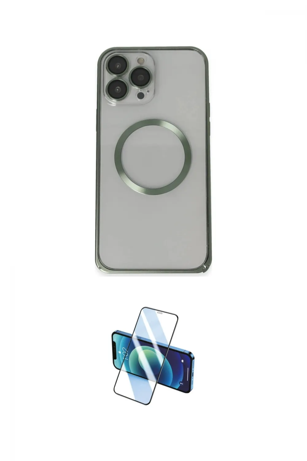 ieg™ iPhone 13 Pro Max Kılıf Ahenk Işık Serisi - Siyah 3D Antistatik Cam Ekran Koruyucu
